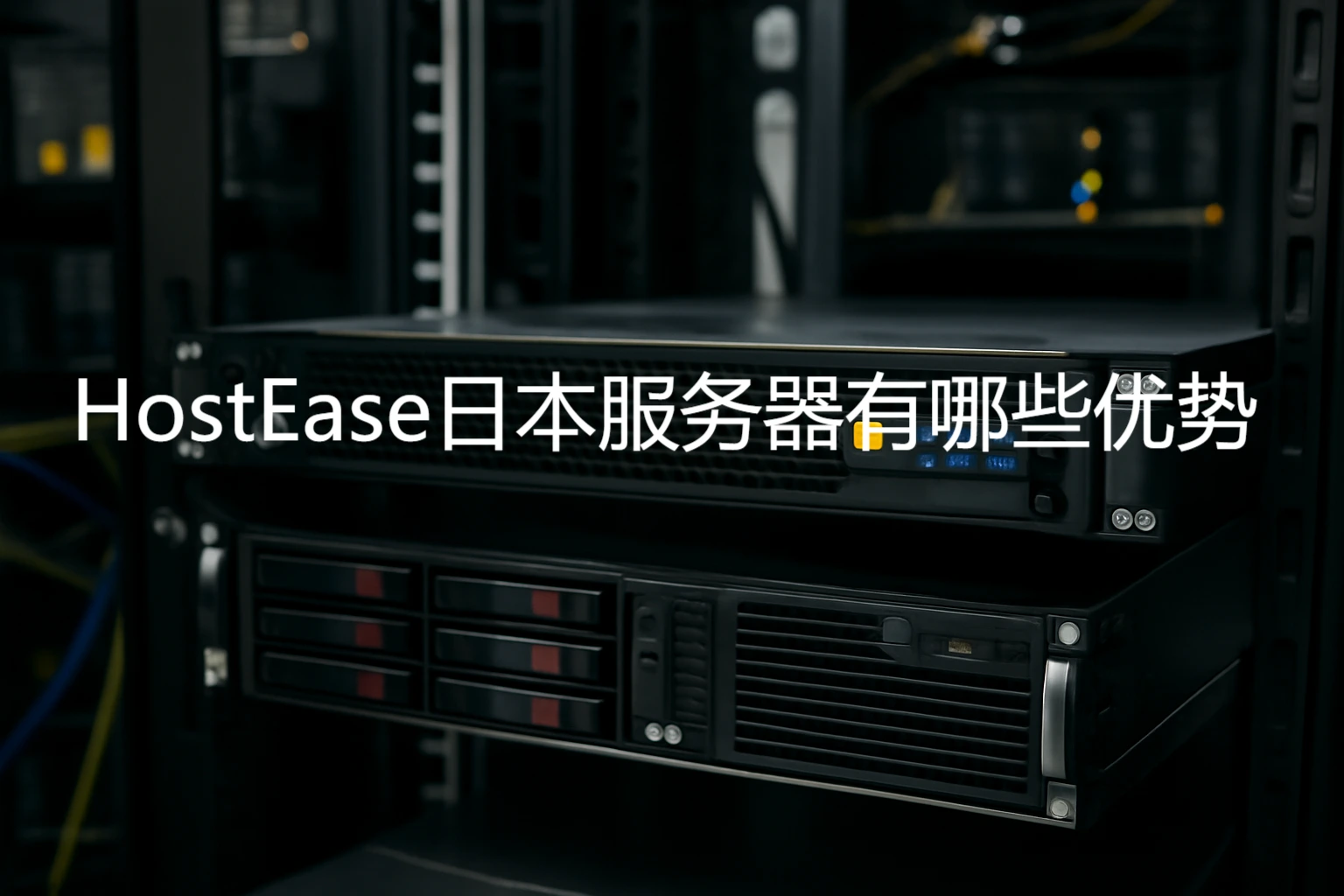 数据中心机架中一台黑色1U服务器的写实特写图像