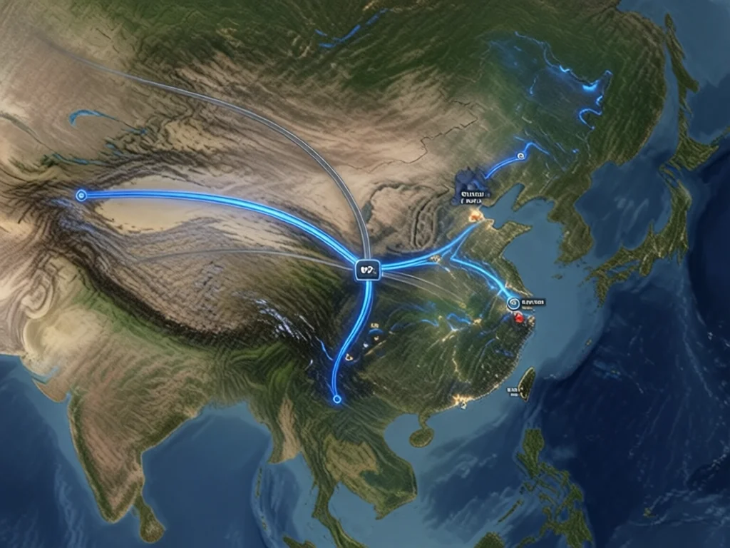 香港 VPS 访问区域覆盖图，显示中国大陆和东南亚流量汇聚到香港节点