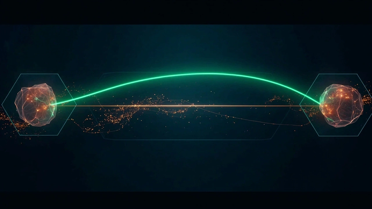 跨境数据实时同步与支付网关路径示意