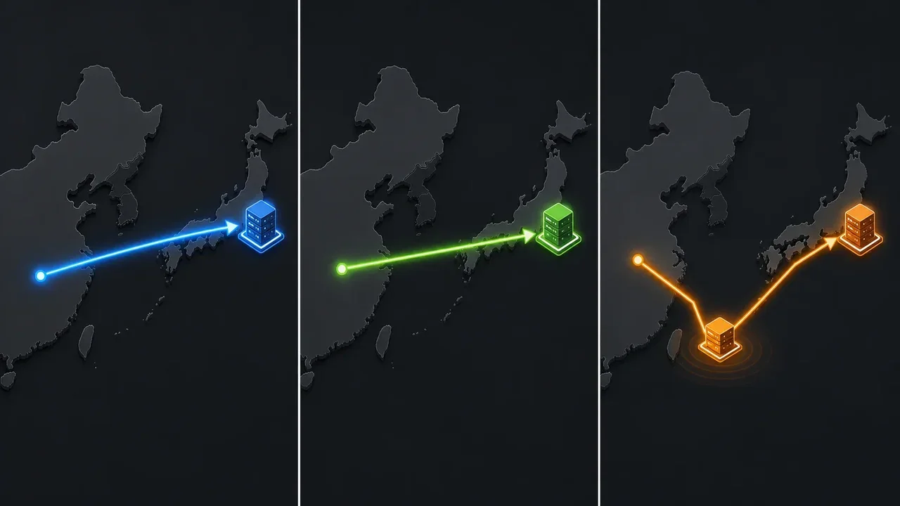 中国三大运营商到日本 VPS 的线路对比图