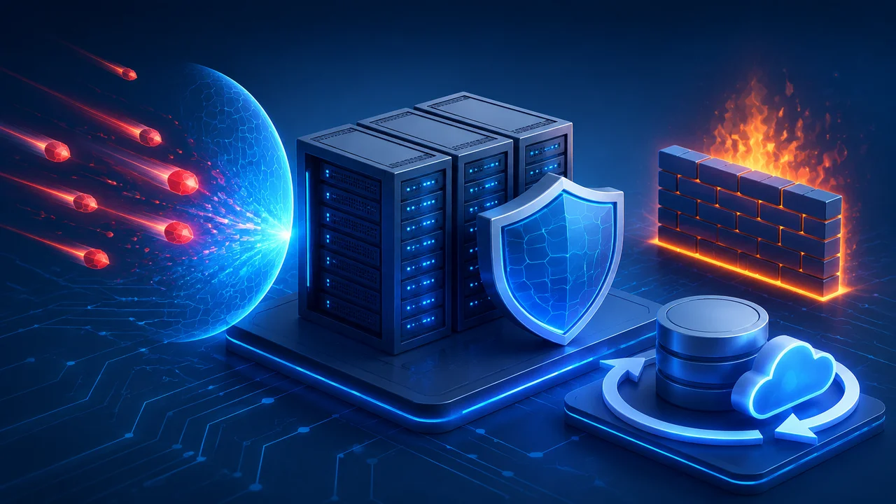 Hostease 服务器安全防护配置指南：DDoS、防火墙与备份 - 封面图