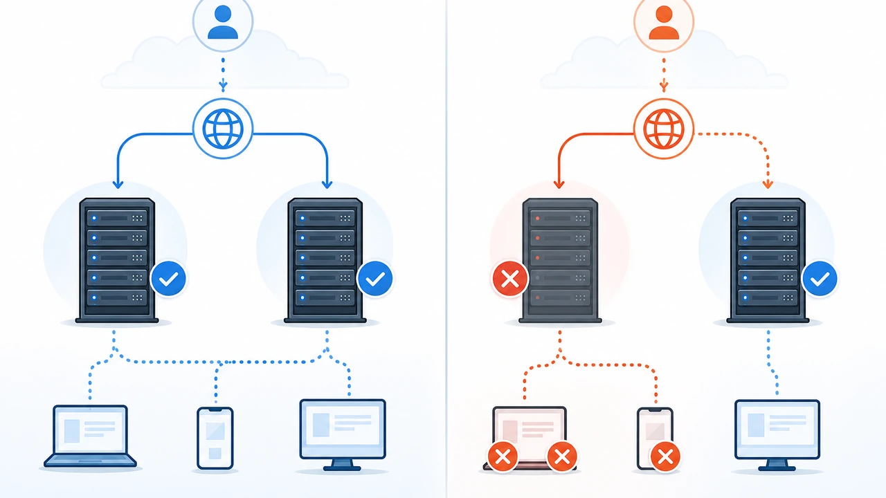 权威 DNS 故障切换正常与异常状态对比